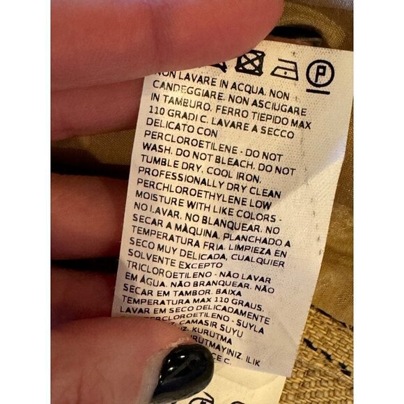 Max Mara Tan And‎ Black Plaid Silk And Linen Blend Two Button Blazer Size 12 - Picture 10 of 13